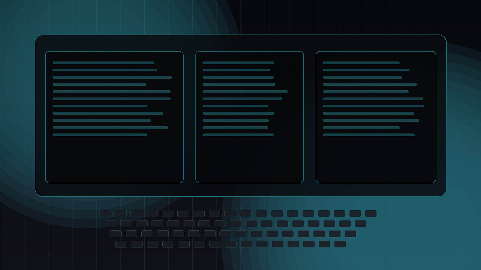 Split terminal panes over a keyboard-lit control surface for local agent operation.