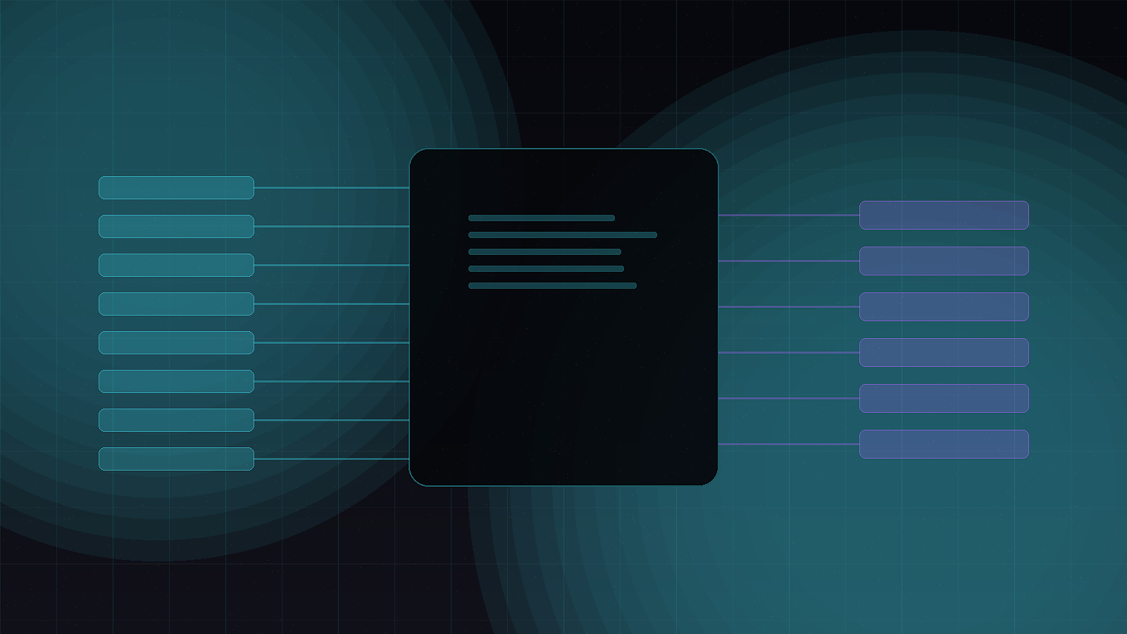 Black-box API gateway receiving message packets and emitting structured response frames.