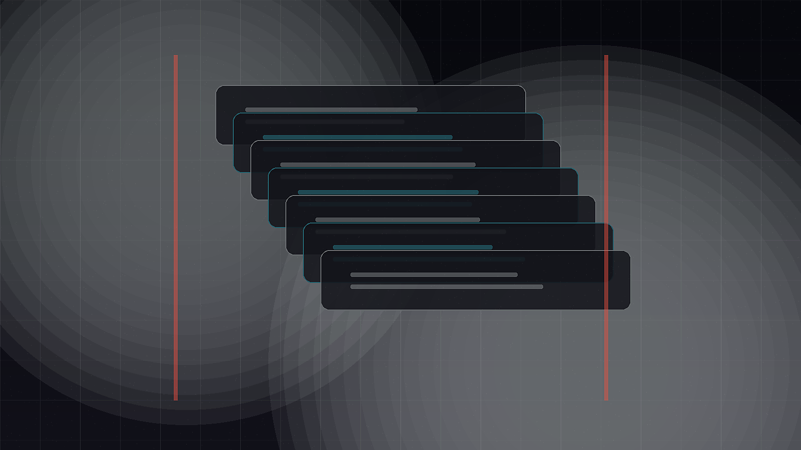 Layered command stack with constraint rails and a hidden control document underneath.