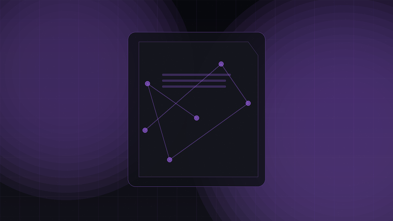 Engraved black dossier with branching decision traces, representing an agent identity file.