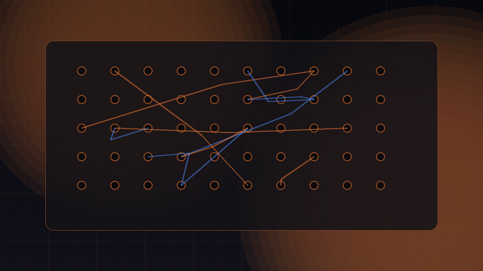 Patch-bay automation board with trigger nodes, cable routes, and event-flow rails.