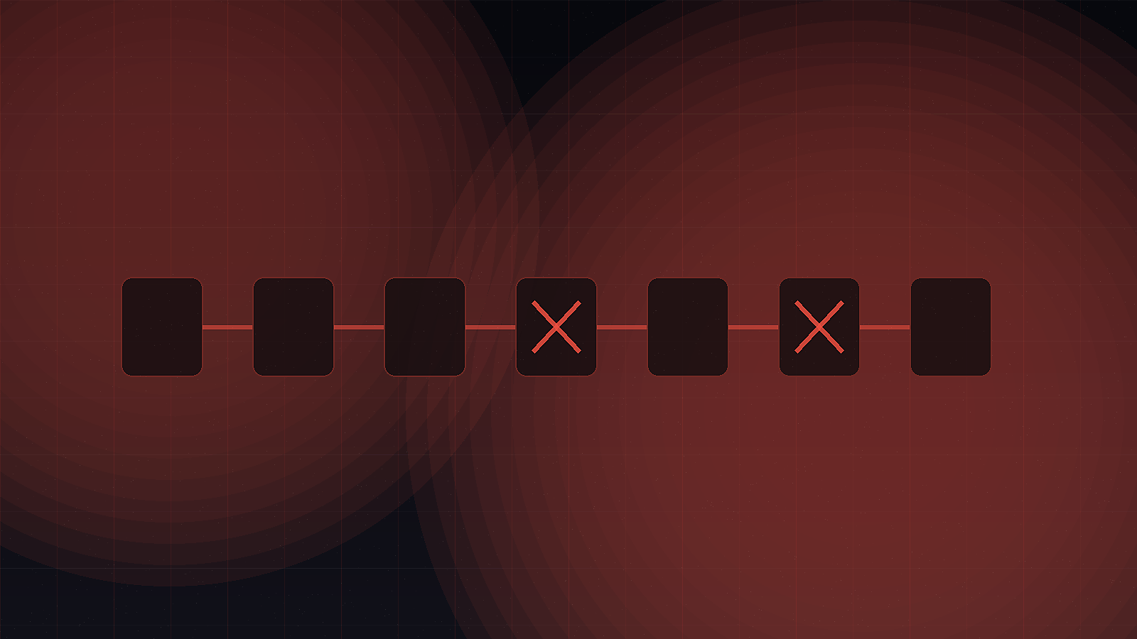 Broken automation pipeline with warning traces, stalled loops, and a failed handoff node.