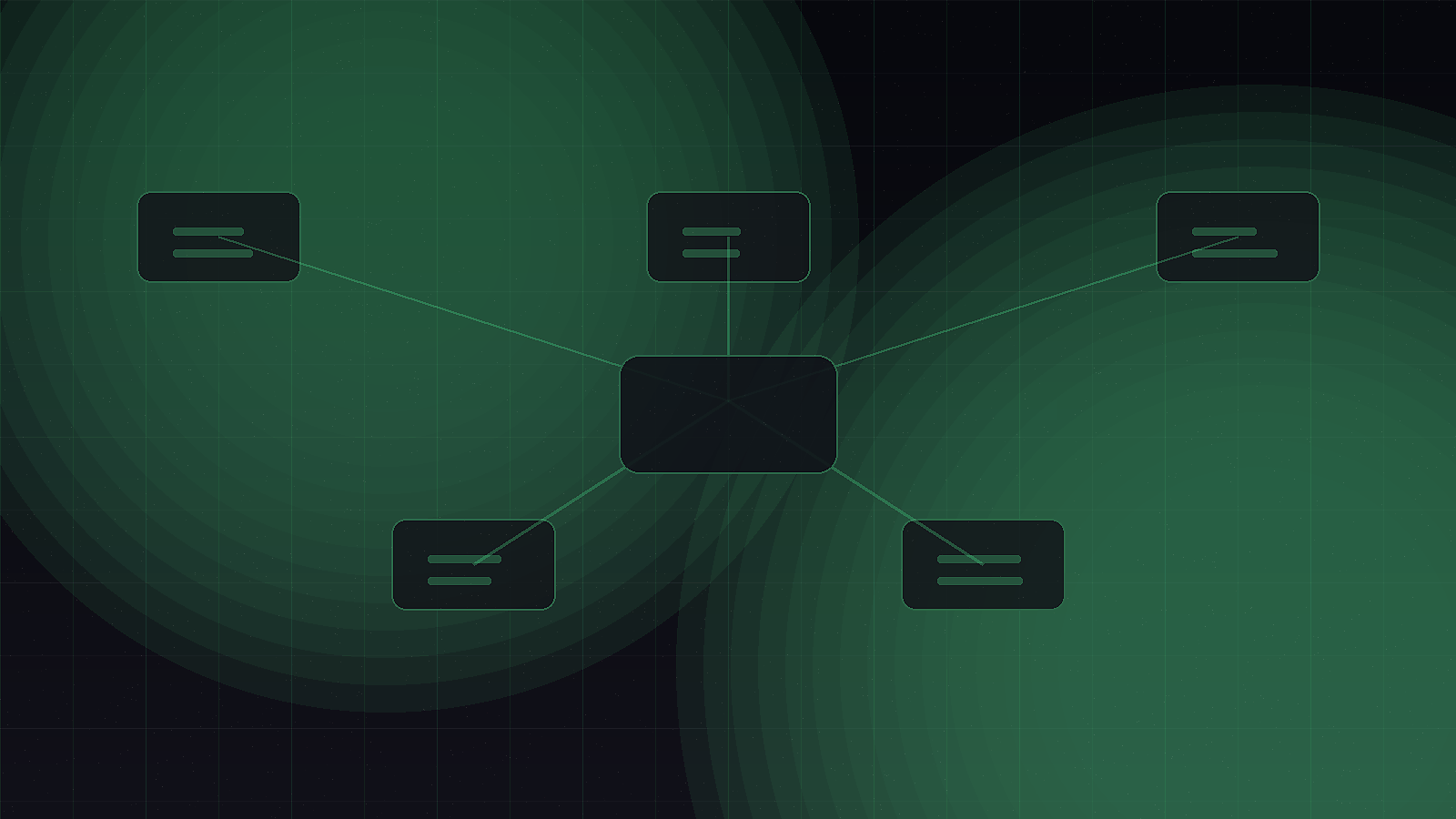 Specialist workstations connected by a dispatch spine instead of one central monolith.